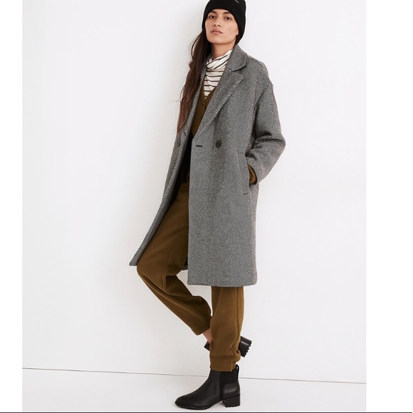 Madewell Averdon Coat in Herringbone Insuluxe Fabric - Picture 1 of 9
